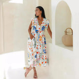 Toloer 24 Spring / Summer Flower Print Single Breasted Dress