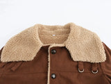 Corduroy Turn-down Collar Fur Lining Jacket-Outfit