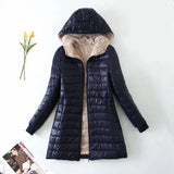 2022 Women Thick Fleece Hooded Coats Warm Jacket Loose Long Sleeves Pocket Ladies Elegant Autumn Winter