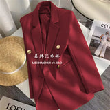 Toloer Spring And Autumn Women's Korean Version Of The New Design Sense Simple Temperament Fashion Suit Long Sleeve Coat Candy Green Suit-Outfit
