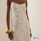 Party Small Dress 2025 Autumn New Sling Embroidered Flowers 100 Folds Under The Pendulum Pure Color