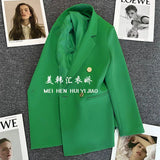Toloer Green Fried Street Small Suit Jacket Female 2024 Spring And Autumn New Korean Version Net Red Temperament Small Leisure-Outfit