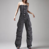 Toloer Spice Girls Fall 2024 New With Multi-Pocket Holes And Skinny Overalls Jumpsuits-Outfit