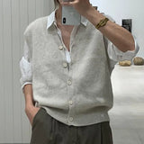 Cardigan Sweater Vest Loose 2021 Autumn and Winter Warm Knitted Vest Sweater for Women Loose Solid Sleeveless Sweaters