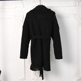 2022 Cashmere Women Cardigan Jacket Wool Tassel Shawl Lapels Drop Shoulder Long Sleeve Winter Sweater Warm Overcoat