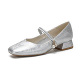Toloer Head Mary Jane Shoes Female 2024 New Summer Fairy Wind Elegant In Thick Heel Gentle Silver Single Shoes With
