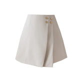 Toloer / Summer 2023 New Korean Version Of A-Line Skirt Pants Versatile Metal Button Wide-Leg Shorts-Outfit