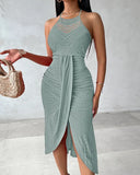 Women's New 2025 Spring And Summer Hip Hop Street Man Skirt Hanging Neck Sleeveless Irregular Dress Dress
