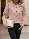 Point T-Shirt With Long-Sleeved Knitted Jersey Temperament Elegant Loose