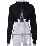 Summer New Women's Wear, Short Personality Sweaters, Street Hot Girls, Chain-Trimmed Tops.-Outfit
