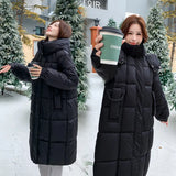 2024 New Winter Cotton-Padded Clothes Female Long Style Over The Knee Thick Loose Large Size College Wind Warm Coat-Outfit