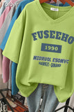 100% Cotton M-6XL T Shirt Letter Print 90S Tshirt Short Sleeve Women's Top Summer Couple O Neck Oversized T