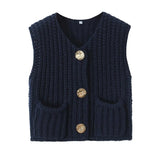 Autumn Street Shirt Fashion Cute Crochet Wool Vest Knitted Thick Knitted Vest Women's