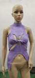 Toloer Irregular Sleeveless Hollow Out Kink Wool Woven Vest Women's Fashion Half High Collar Solid Color Crop Top-Outfit
