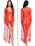 Lady Sexy Lace Mesh Transparent Sex Robe Nightdress Direct Sales-Outfit