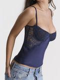 Blue Sexy See Through Lace Slim Corset