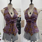 New Bow Design V-Neck Sexy Hanging Neck Sling Vest Sleeveless Top