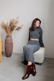 And Winter 2025 New Hot One-Step Skirt Sweater Set Women's Collar Knitted Top + Left Hip Skirts