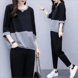 Toloer Spring And Summer New Korean Version Of Fashion Loose Large Size Two-Piece Set Of Casual Small Foot Pants Temperament Show Thin Suit