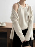 Lazy Wind Knitted Cardigan Halter Vest Two Sets Of Women Wear Korean Version Of Casual Loose-Fitting Sweaters-Outfit