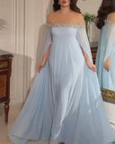 Women Dress Off Shoulder Sexy High Waist Hot Drilling Pearl Evening Long Dresses A Line Gown Vestidos Party Elegant 2024-Outfit