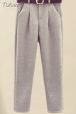 Toloer Autumn Winter Wool Suit Jacket Jacket Long Sleeve Knitted Sweater Casual Trousers Three Piece Set Elegant Women's Pant Set 1215-1-Outfit
