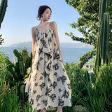 Toloer Floral Lazy Wind Dress Women's Autumn Loose Slip Skirt With A Long Skirt Holiday Beach
