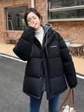 Winter Women Down Jacket Oversize Loose Hooded Female Puffer Jackets Short Padded Solid Womens Down Parka Warm