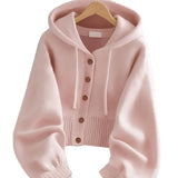 2025 New Women's Knitted Open Shirt Warm Casual Languile Languiled Hooded Sweater