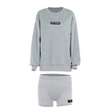 Round Collar Long Sleeves Loose Edgy Women High-Waist Print Tight Shorts Fashion Casual Babes