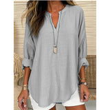 Women's Clothing Spring And Autumn Small V-Neck Long Sleeves Independent Day Crumums Simple Casual Temperament T-Shirt Long
