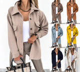 fall/winter lapel single-breasted thick solid color shirt woolen loose coat