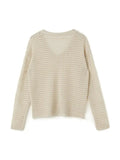 Cutout V Neck Loose Long Sleeve Knit-Outfit