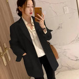 Toloer Jacket Female 2024 Spring And Autumn Net Red New Autumn Dress Korean Version Loose Suit Brown Blazer Jacket Female-Outfit