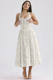 New Summer Sling Dress Fashion Print Hanging Neck Lace