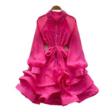 High-End Heavy Industry Diamond Lotus Leaf Dress Girl Spring Strapped Temperament Lace