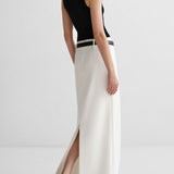 Toloer Women's Wear Design Sense Niche White Low Waist Skirt Female Temperament Commuting Loose A-Word Skirt-Outfit