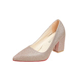 And Summer Korean Version Of Thick Heel Single Shoes Net Red Sexy Professional High Heels Gentle Style Dress 35-43