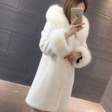 Winter New Hooded Sheep Sheared Fur Coat Wool Coat Women's Medium And Long Imitation Fox Hair Thickened Korean Slim