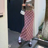 Vintage Plaid Print Maxi Skirt-Outfit