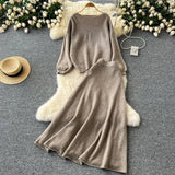 Toloer Wind Wear Take Female Korean Department Lazy Wind Loose Versatile Long-Sleeved Knit High Waist Big Swing Sweater