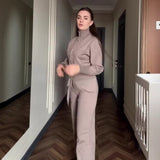 Autumn New Women's Solid Color Dress Short Top Repair Knitted Trousers Two