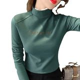 Toloer Velvet Warm Half High Collar Bottom Shirt Female Autumn And Winter Inside The Versatile 2023 New Long-Sleeved T-Shirt Female Jacket Foreign
