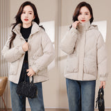 Large Size 300 Catties Fat MM Cotton Clothes Female Short Style 2024 New Korean Version Loose Cotton-Padded Jacket Fashion Hooded Cotton-Padded Jacket-Outfit