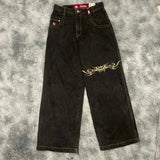 Year's New Skeleton Embroidered Jeans For Men's Casual Street Style Korean Version Of The Trend Is Loose-Outfit