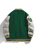 Men's Embroidery Button-Up Varsity Jacket-Outfit