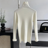Women's Turtleneck Solid Bottomed Knit Shirt 2022 Autumn Winter Korean Style Simple 8-color