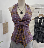 New Bow Design V-Neck Sexy Hanging Neck Sling Vest Sleeveless Top