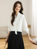 Toloer 2025 New Denatry White Shirt Lady Long Sleeve Spring Commuting Professional Shirt Temperament