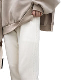 Toloer Waist Korean Version Of Knitted Grandma Pants Female Autumn New Web Celebrity Casual Bundle Foot Harun Pants Wet Line Radish Pants-Outfit